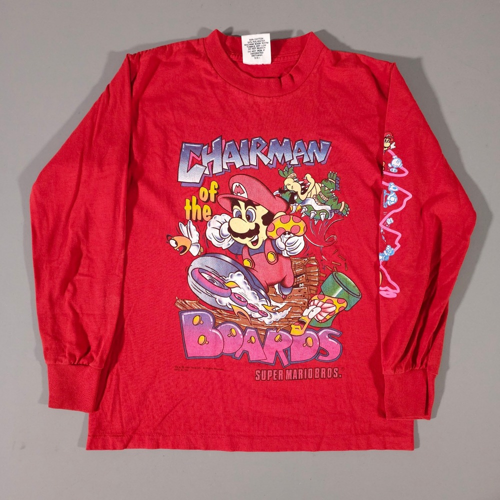 SSI Super Mario Bros 3 Shirt Kids L 16/18 Red Vintage 1991 Nintendo Graphic